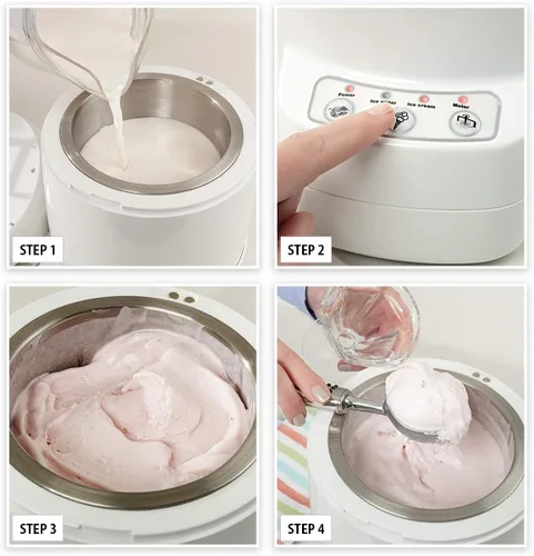 Vista 5 de Total Chef Ice Cream Factory - Máquina automática de helados eléctrica, 1.3 cuartos de galón (1.2 litros), color blanco, hace fácil yogur congelado