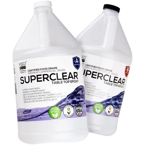 Vista 12 de Superclear Resina epoxi para mesa, revestimiento protector 1:1 transparente para mesas, encimeras, encimeras, anti-amarillamiento, resistente a