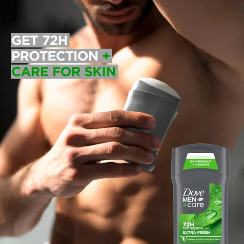 Vista 5 de Dove Men+Care Desodorante en barra para hombres Antitranspirante para protección de olores Extra Fresco Efectivo hasta 48 horas, 2.7 oz, 2