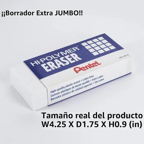 Vista 2 de Pentel Borrador de bloque de polímero, Super XL blanco, 1 paquete (ZEH99BP)
