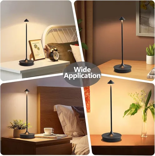 Vista 8 de Lámparas de mesa inalámbricas recargables, lámpara de escritorio LED de 4000 mAh, funciona con pilas, para exteriores, impermeable, portátil