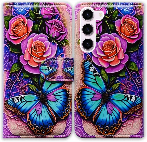 Vista 25 de Bcov Funda para Samsung Galaxy S23 Plus, de piel con tapa y soporte para tarjeta y soporte para Samsung Galaxy S23 Plus Patrón de pájaro negro.