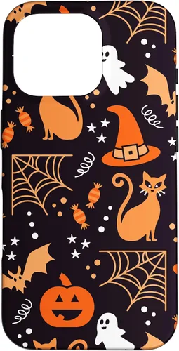 Vista 20 de Carcasa para iPhone 16 Halloween, calabazas, fantasmas, bruja, caramelo, maíz, murciélagos, calaveras