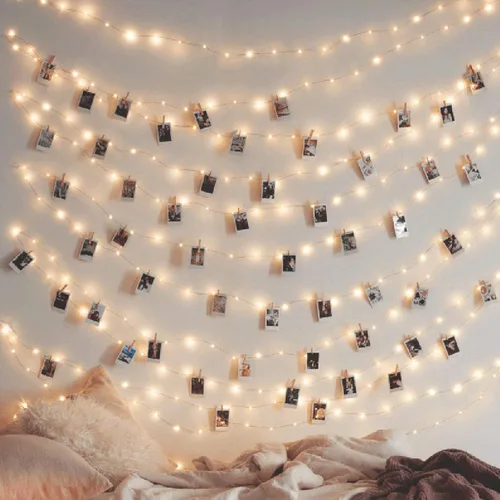 Vista 10 de Twinkle Star - Tira de luces de hadas con cambio de color de 33 pies, 100 luces LED impermeables y con cable plateado, 16 colores, luces USB