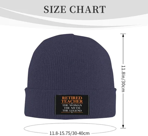 Vista 3 de Retired Teacher - The Woman is The Myth The Legend Knit Beanie Hats for Women Men Winter Hats Skull Cap