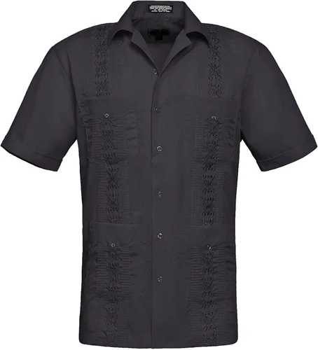 Vista 19 de Camisa cubana plisada ligera y bordada Guayabera para hombre