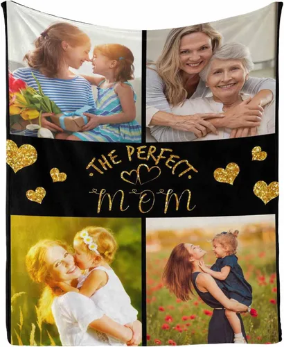 Vista 24 de InterestPrint Regalos personalizados para mamá, manta personalizada con fotos y fotos familiares, regalos de cumpleaños para el día de la madre