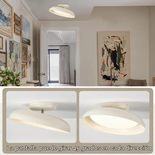 Vista 5 de BISAMIYA Lámpara de techo LED moderna regulable, lámpara de techo semiempotrada de 15.7 pulgadas, lámpara de ángulo ajustable, acento de latón