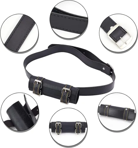 Vista 3 de GORGECRAFT 1 juego de funda medieval de cuero de grano completo con cinturón ajustable de dos hebillas, soporte para espada, katana renacentista
