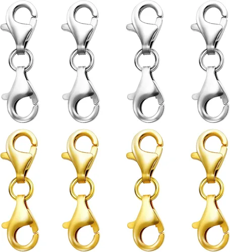 Vista 7 de OHINGLT Extensor de collar con cierre doble de langosta dorado, diseño de doble extremo, cierres y cierres de collar, conector de pulsera adecuado 8