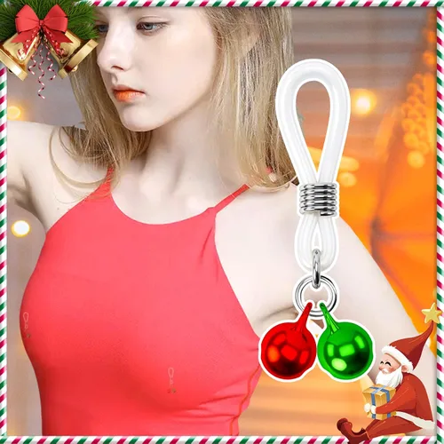 Vista 5 de Melighting Christmas Nipple Rings Fake Nipple Piercing Jewelry with Bell Adjustable Non-Piercing Nipple Piercing for Women Faux Nipple Jewelry