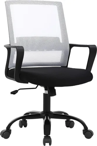 Vista 9 de PayLessHere Silla de oficina para computadora, silla ergonómica de malla, respaldo medio, silla giratoria para oficina en casa, silla de escritorio