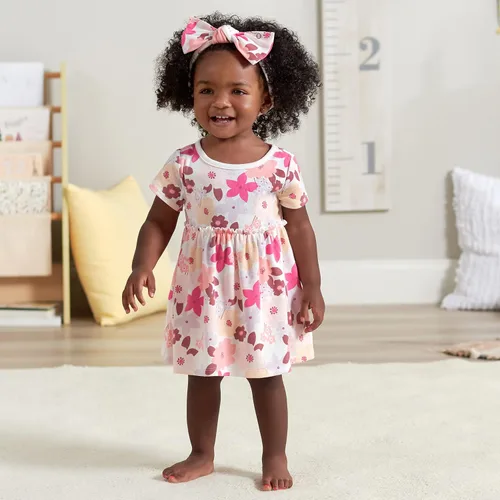 Vista 2 de Gerber baby-girls 3-piece Dress, Diaper Cover and Headband Set