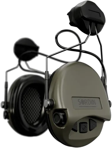 Vista 7 de Sordin MIL AUX Slim Ear Muffs - Active and Electronic Military Ear Defenders w/ARC Adapter - Tactical Earmuffs Negro