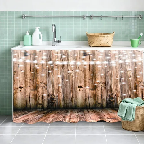 Vista 3 de Lukery Kitchen Cabinet Curtains Dustproof No Drilling (Board Pattern A,120x80cm)