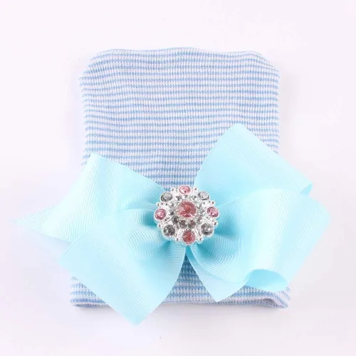 Vista 2 de upeilxd Newborn Hospital Hat Infant Baby Hat Caps with Bow Soft Cute Nursery Beanie Hat