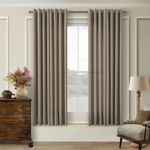 Vista 14 de Cortinas de avena con ojales DUKIYO de 96 pulgadas de largo para sala de estar, comedor, juego de 2 paneles, cortinas de arena y beige