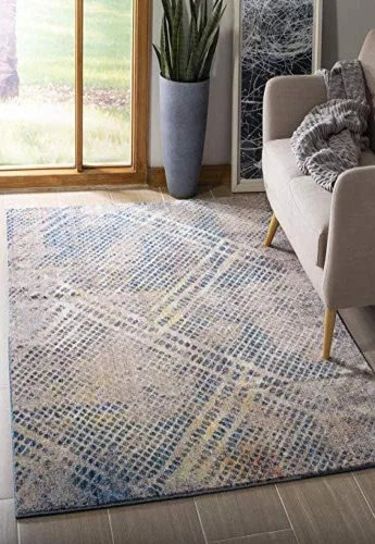 Vista 12 de SAFAVIEH Monray Collection - Alfombra decorativa de 3 x 5 pies, azul y multicolor, diseño moderno abstracto envejecido, no desprende pelusa