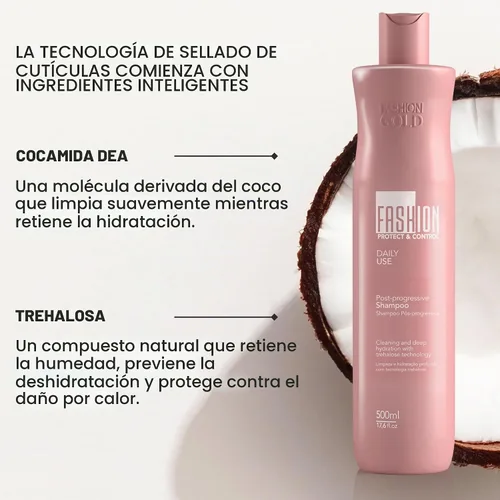 Vista 5 de Fashion Gold Ybera Paris Protect & Control Champú sin sulfato, 16.9 fl oz