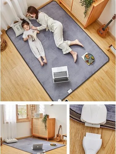 Vista 5 de Alfombras calefactables con calefacción de cristal de carbono, alfombra de piso con temporizador y tat. Alfombra de calefacción eléctrica, portátil