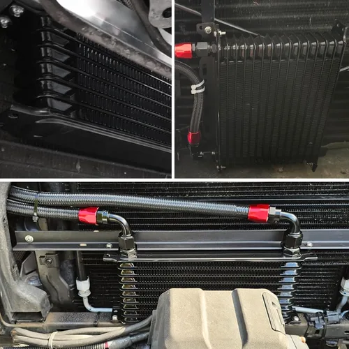 Vista 5 de EVIL ENERGY Kit de enfriador de aceite de 10 filas, enfriador de motor de transmisión 10AN radiador japonés universal de aluminio negro