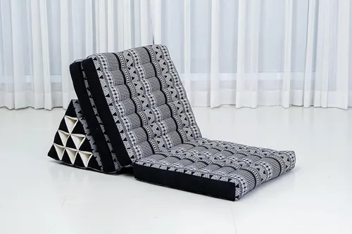 Vista 7 de Colchón de Piso Leewadee con Cojín Triangular, Silla de Piso con Respaldo, Silla Reclinable para Leer y Dormir, Cojín de Meditación, Cómodo Mueble