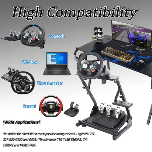 Vista 5 de Anman G920 Racing Steering Pro Wheel Stand fit for Logitech G25G27G923 Fanatec Thrustmaster T80T300 PS4PS5GT7,Not included Electronic devices