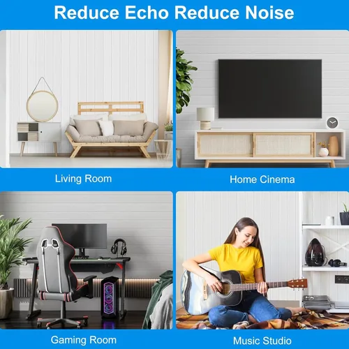 Vista 5 de 12 paneles de pared absorbentes de sonido, textura de poliéster, paneles de espuma insonorizada para dormitorios y salas de música