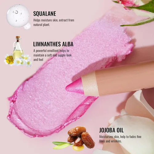 Vista 6 de Oulac Twist-Up Sombra de Ojos Brillante en Barra – Maquillaje de Ojos Vegano y Libre de Crueldad con Textura Cremoso y Mezclable, Resistente al 01