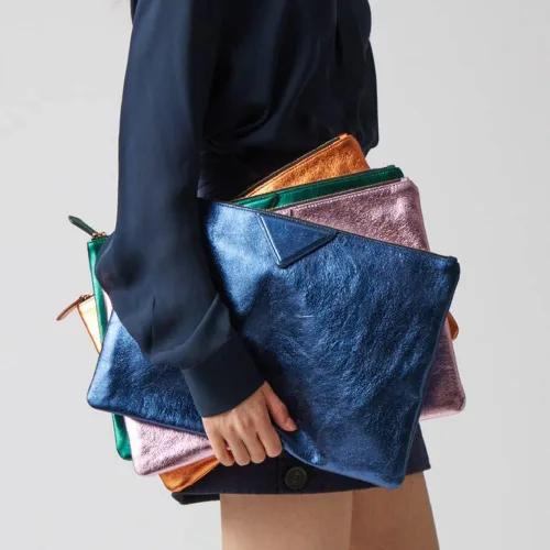 Vista 4 de NIGEDU Bolso de mano grande de piel sintética para mujer, bolso grande brillante para fiesta de noche