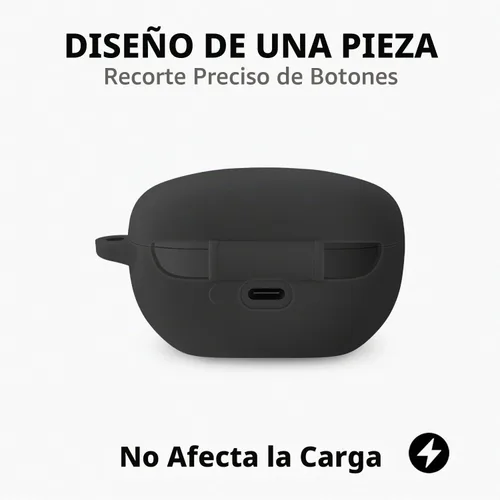 Vista 4 de Geiomoo Funda de silicona para Sony WF-1000XM5, funda protectora con mosquetón (negro)