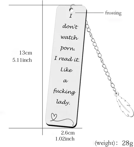 Vista 6 de Teniinet Marcapáginas de metal, con texto en inglés "I Don't Watch Porn. I Read it Like a Fking Lady", con caja para mujeres, hombres, amigos