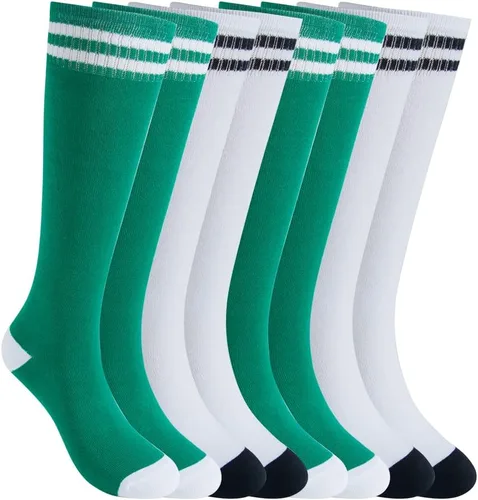 Vista 20 de Calcetines altos hasta la rodilla para niños, calcetines de fútbol de algodón para niños, niñas, niños pequeños