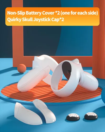 Vista 2 de OLCLSS Replacement Kit for Oculus Quest 2 Controller - Includes Battery Charging Covers, Non-Slip Granular Design, and Compatible Accessories for