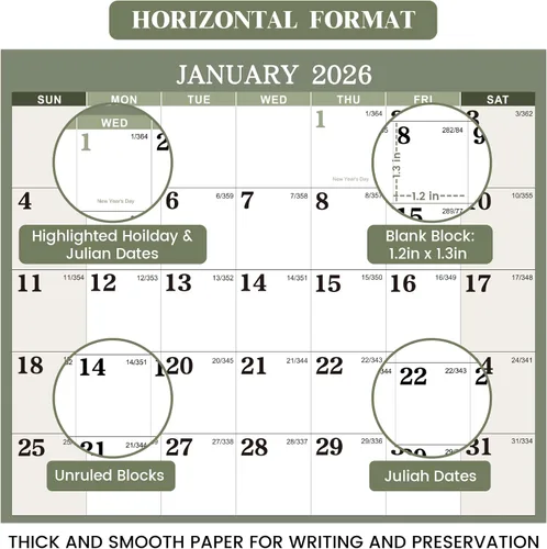 Vista 5 de Calendario anual de pared 2026 – Calendario de borrado en seco 2026 para pared, 34.6 x 22.9 pulgadas, enero 2026 a diciembre de 2026, calendario