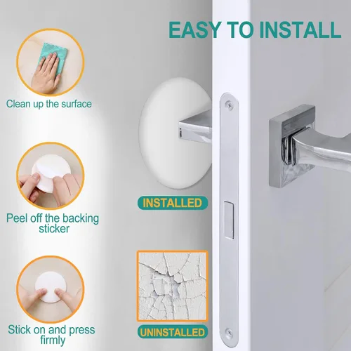 Vista 4 de [3.15"] Topes de Puerta Protectores de Pared, 6 Piezas Grandes Amortiguadores de Puerta de Silicona Blanca con Adhesivo Fuerte Engrosado