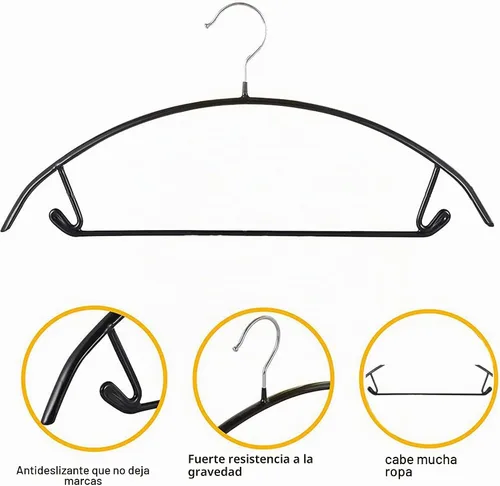 Vista 6 de Perchas de Metal con Revestimiento de PVC Premium Paquete de 20, Resistentes, Antideslizantes Delgadas, Perchas para Chaquetas de Traje y Camisetas