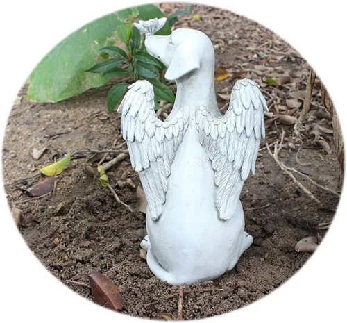 Vista 4 de Estatua conmemorativa del perro ángel, piedras conmemorativas para perros, adorno de resina de jardín de 8 pulgadas, regalos de duelo para perros