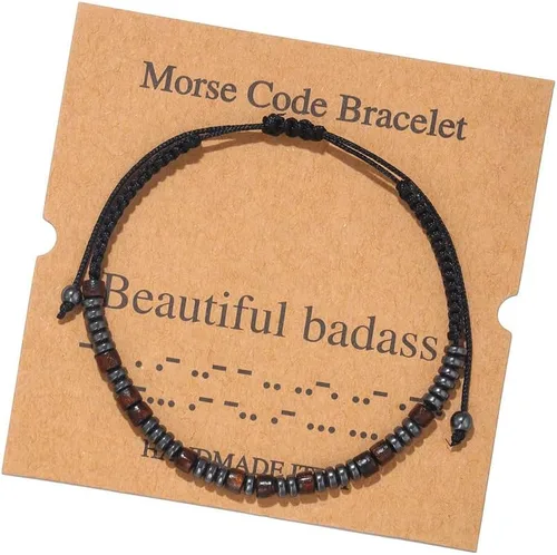 Vista 21 de Pulseras de Código Morse para Mujeres y Hombres, Regalos para Ella, Mejor Amiga, Pulseras Inspiradoras Divertidas para Mujeres, Joyería Ajustable