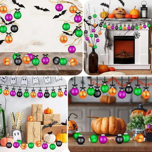Vista 7 de Karenhi 16 adornos de bola de Halloween para árbol, decoraciones de Halloween de 2.4 pulgadas, decoración colgante de plástico para árbol y fiesta