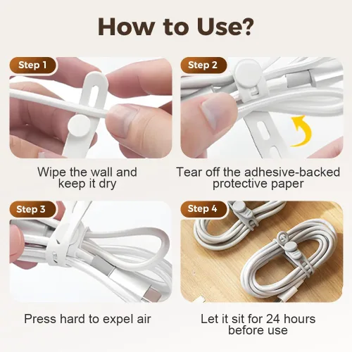 Vista 3 de Correas de silicona para cables, correa elástica para cargar auriculares, cargador de teléfono, cables de computadora, organizadores de cables