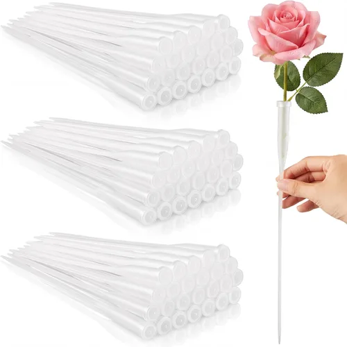 Vista 7 de Tessco for you 90 tubos de agua florales de 6 pulgadas, suministros de flores de plástico para flores frescas con tapa de goma para arreglos