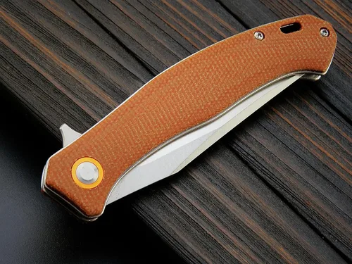 Vista 5 de Sitivien ST112 Cuchillo plegable, hoja D2 y mango de micarta, cuchillo herramienta EDC con clip de bolsillo para camping al aire libre, senderismo