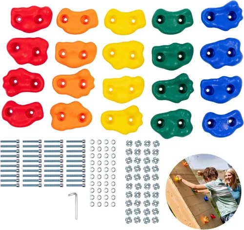 Vista 10 de Squirrel Products Soportes de escalada en roca para niños, rocas de escalada extra grandes de lujo con accesorios de montaje – DIY pared de roca