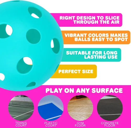 Vista 7 de Gamie Bolas de repuesto de plástico para juego de cucharada, juego de 12 bolas ligeras de flujo de aire en 4 colores brillantes, accesorios