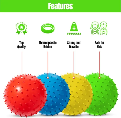 Vista 4 de New Bounce Knobby - Juego de 4 bolas inflables sensoriales con bomba de 8.5 pulgadas para niños, juguetes texturizados para niños, terapia