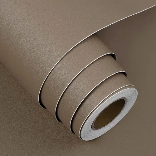 Vista 8 de FunStick Papel tapiz grueso marrón tostado para despegar y pegar, papel adhesivo marrón mate para gabinetes, estantes, gabinetes de cocina, papel