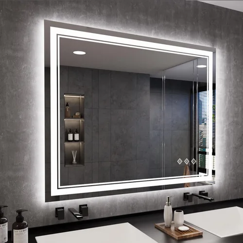 Vista 52 de Espejo LED para baño de 20 x 28 pulgadas con frente degradado y luz LED, espejo retroiluminado para baño, 3 colores, CRI > 90, espejo de baño
