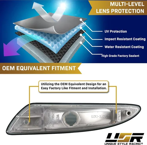 Vista 8 de USR 07-08 R230 SL Class - Juego de luces laterales de parachoques de humo (izquierda + derecha) compatible con Mercedes Benz R230 SL Class 2007-2008