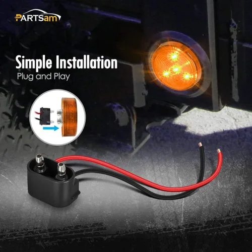 Vista 3 de Partsam 10x Luces Marcadoras de Separación LED Redondas Selladas Ámbar de 2", 4LED [Aprobado por DOT], Kit de Luces Marcadoras Laterales LED